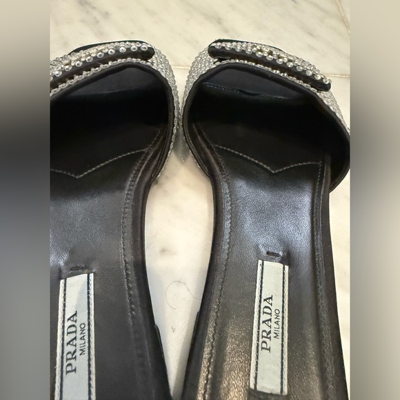 Prada Crystal Embellished Slides - 38